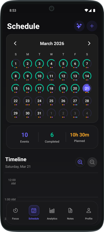 FocusPro Schedule - Dark Mode
