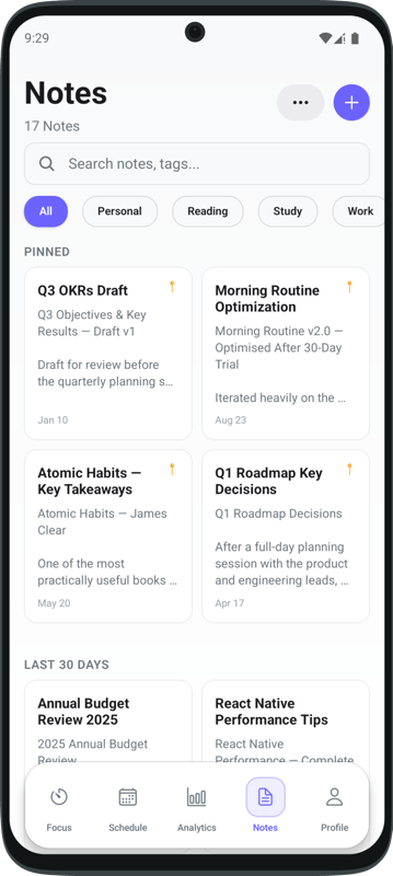 FocusPro Notes - Light Mode